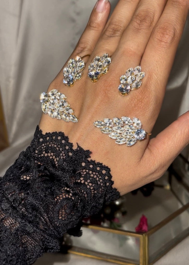 Golden Crystal Multi Ring Handcuff