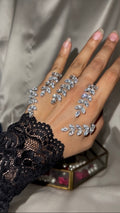 Silver Vine Crystal Multi Ring Handcuff