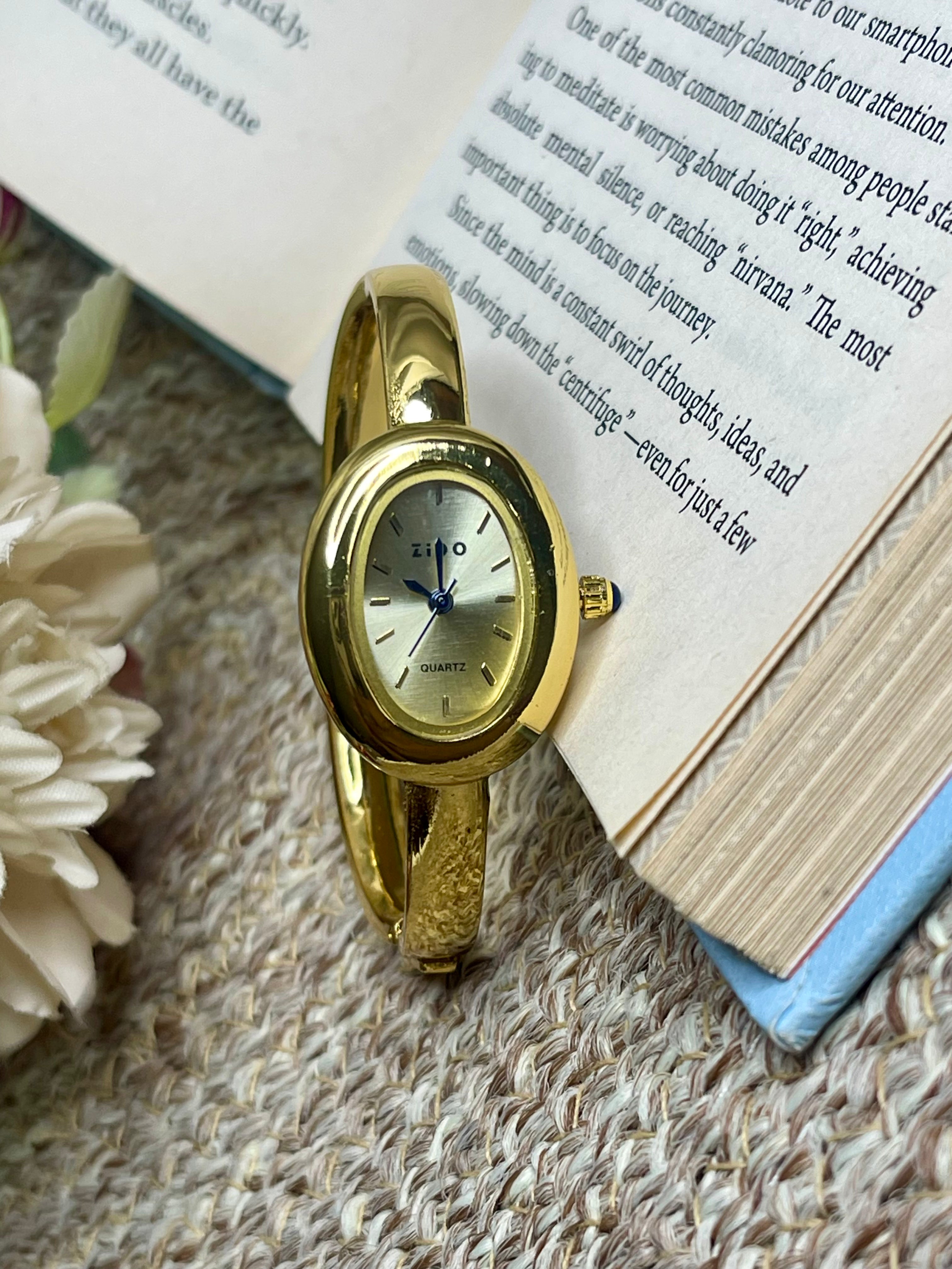 Gold Oval Vintage Bracelet Watch
