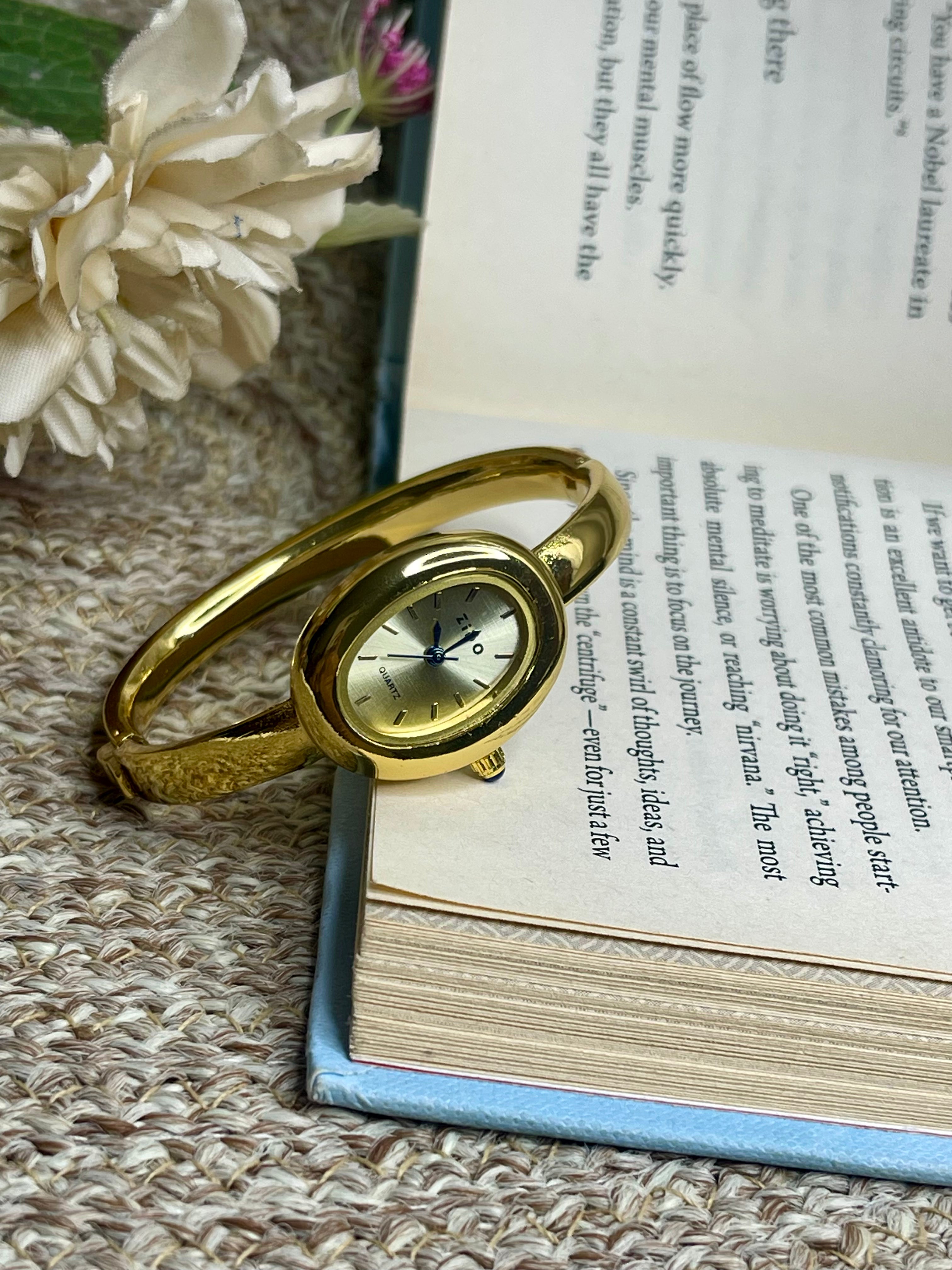Gold Oval Vintage Bracelet Watch