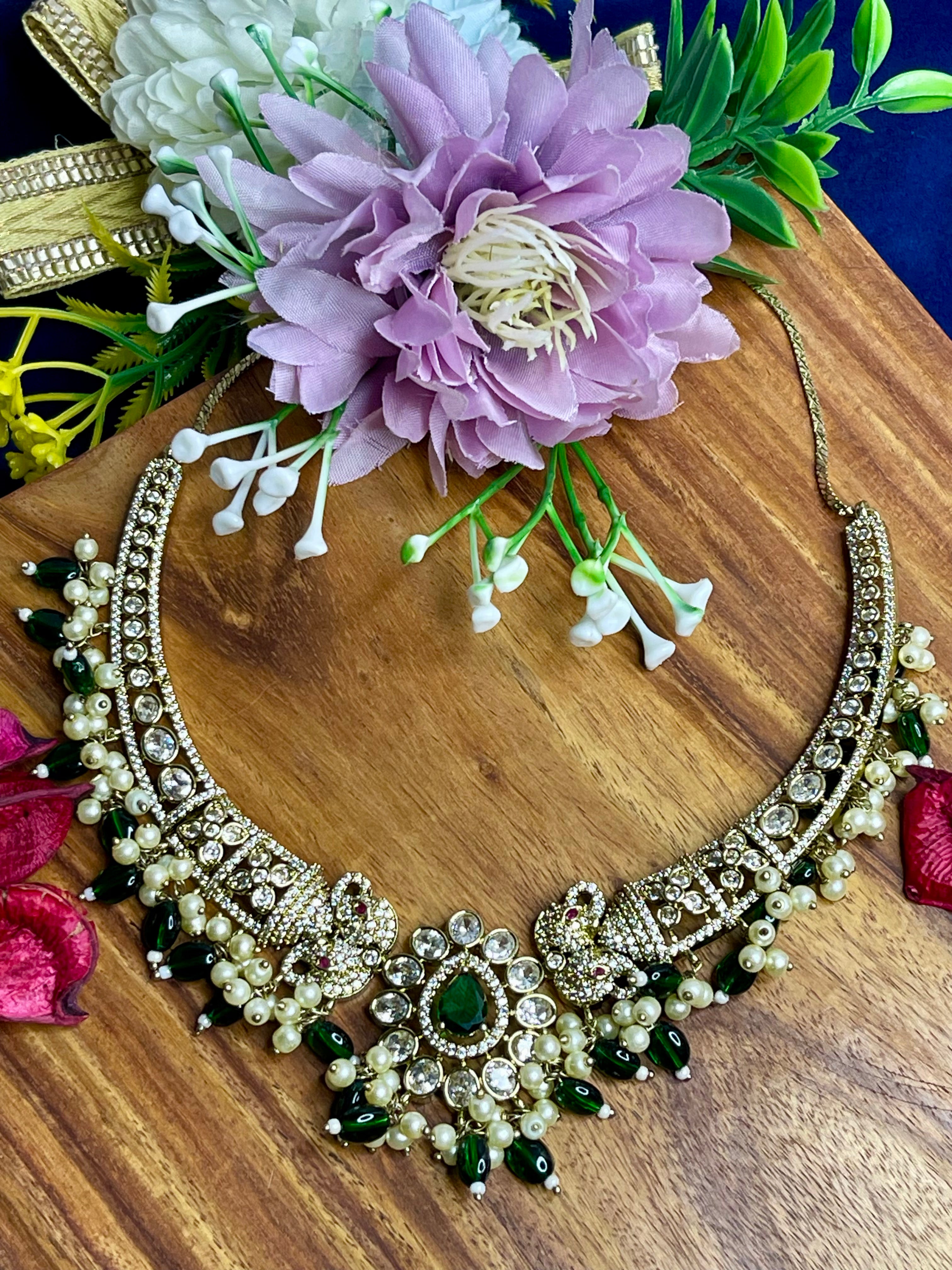 Emerald  Sitara Hasli Necklace Set