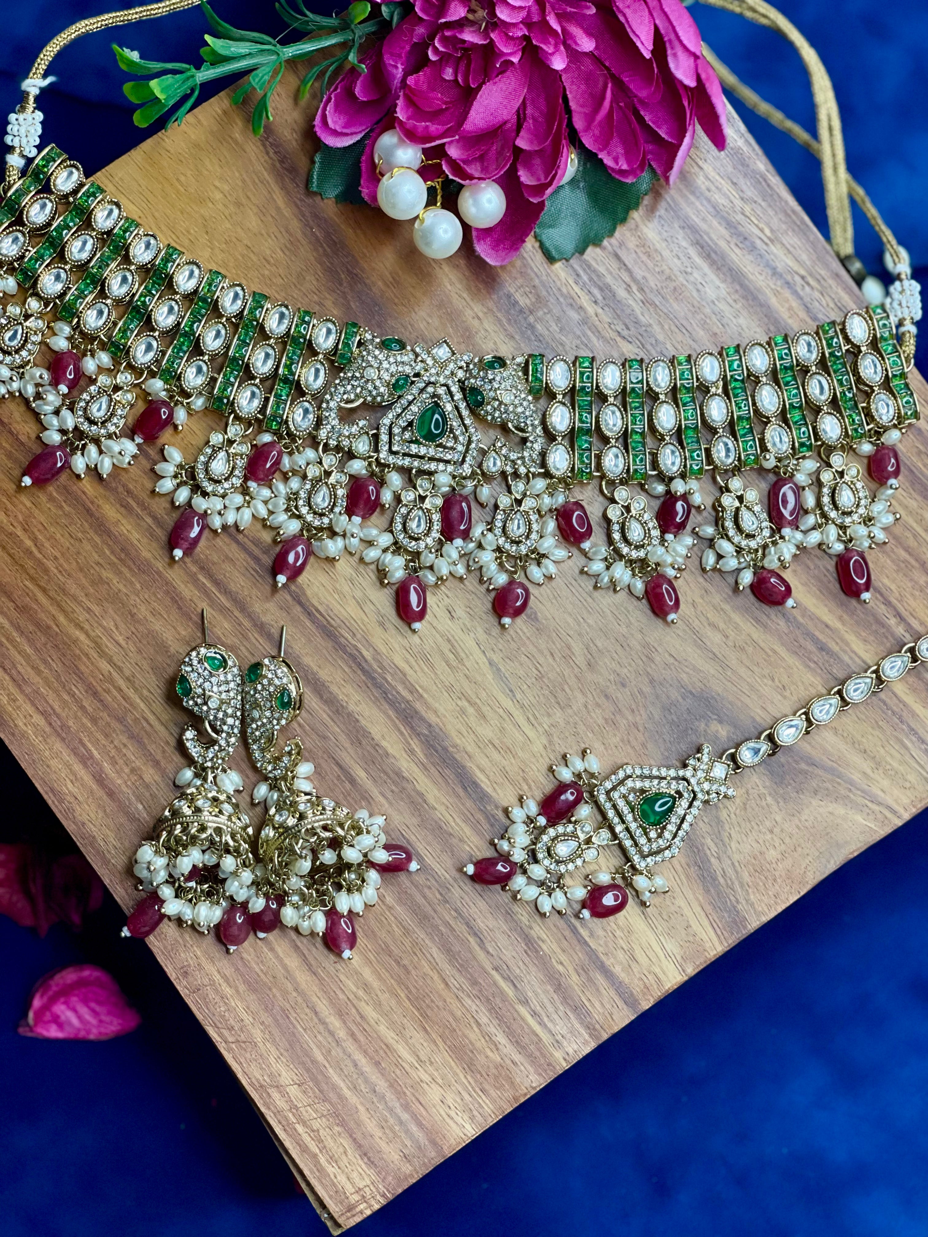 Emerald Meher Polki Choker Set