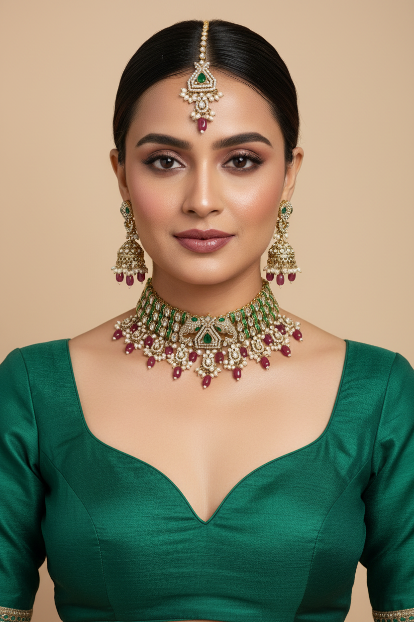 Emerald Meher Polki Choker Set