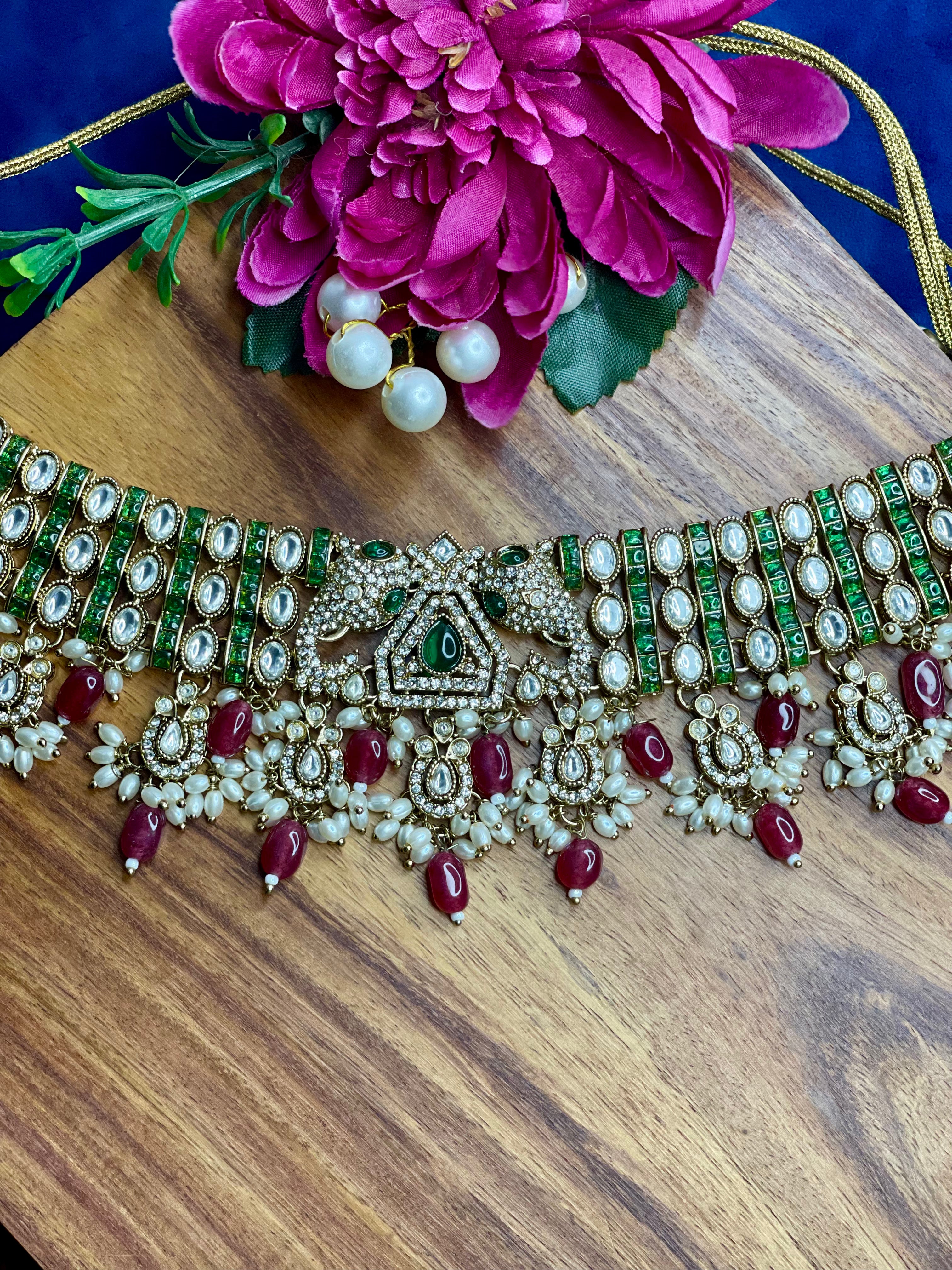 Emerald Meher Polki Choker Set