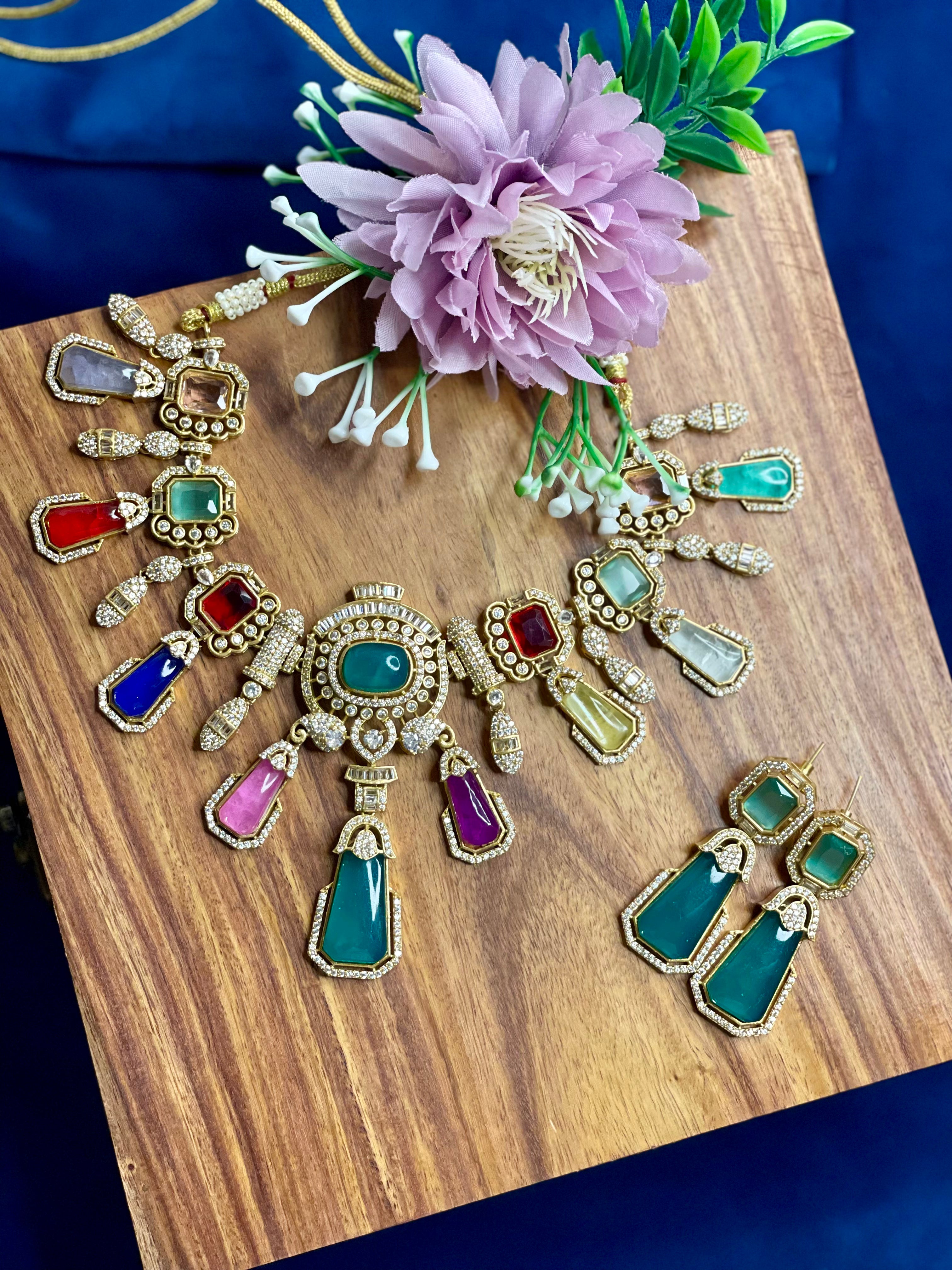 Multicolour Fiesta Gem Statement Neckpiece Set