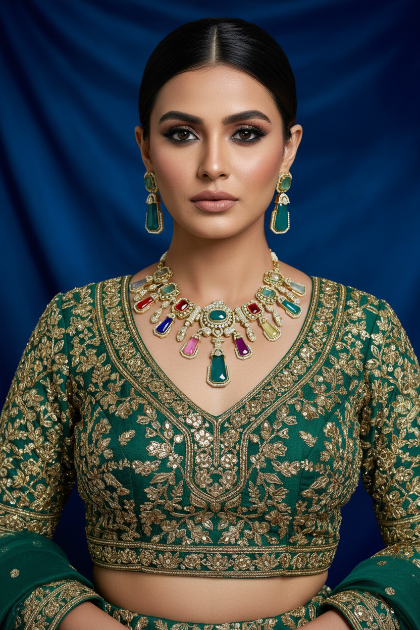 Multicolour Fiesta Gem Statement Neckpiece Set