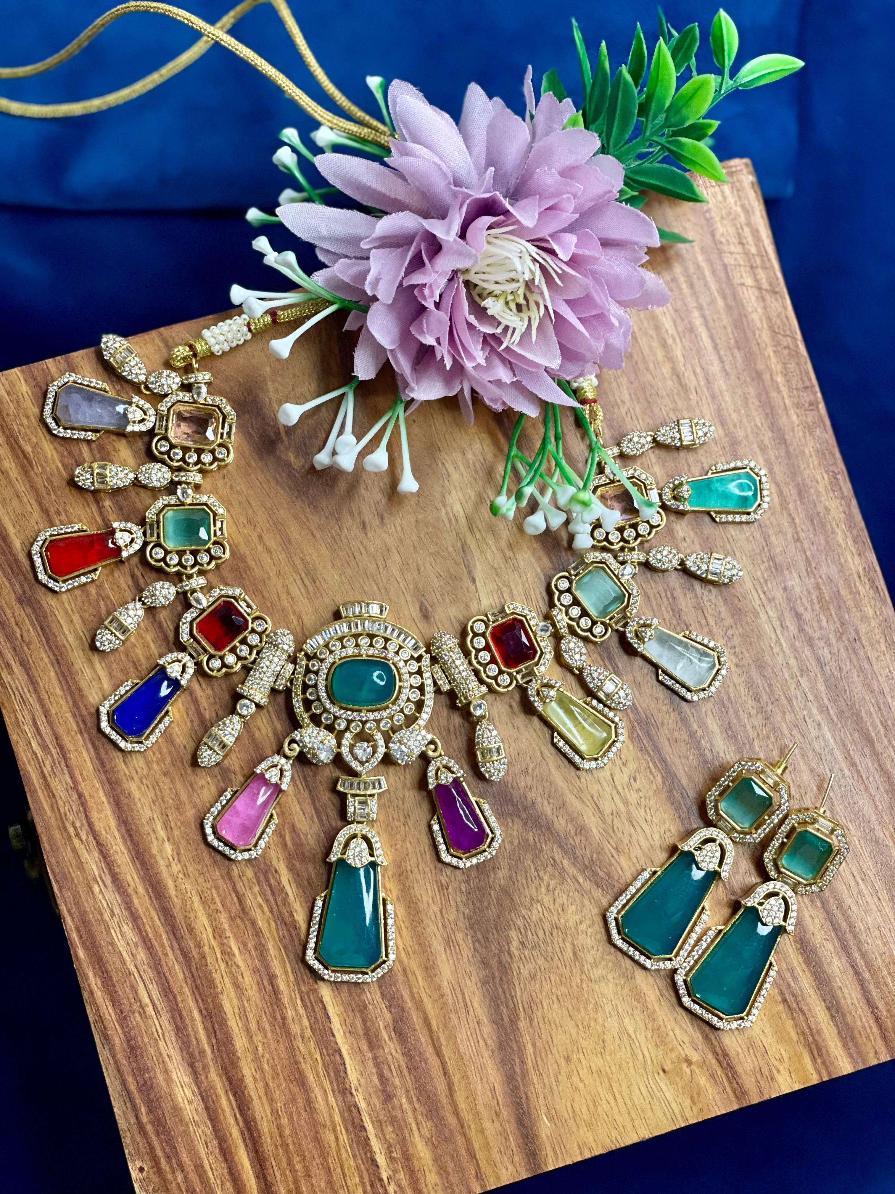 Multicolour Fiesta Gem Statement Neckpiece Set