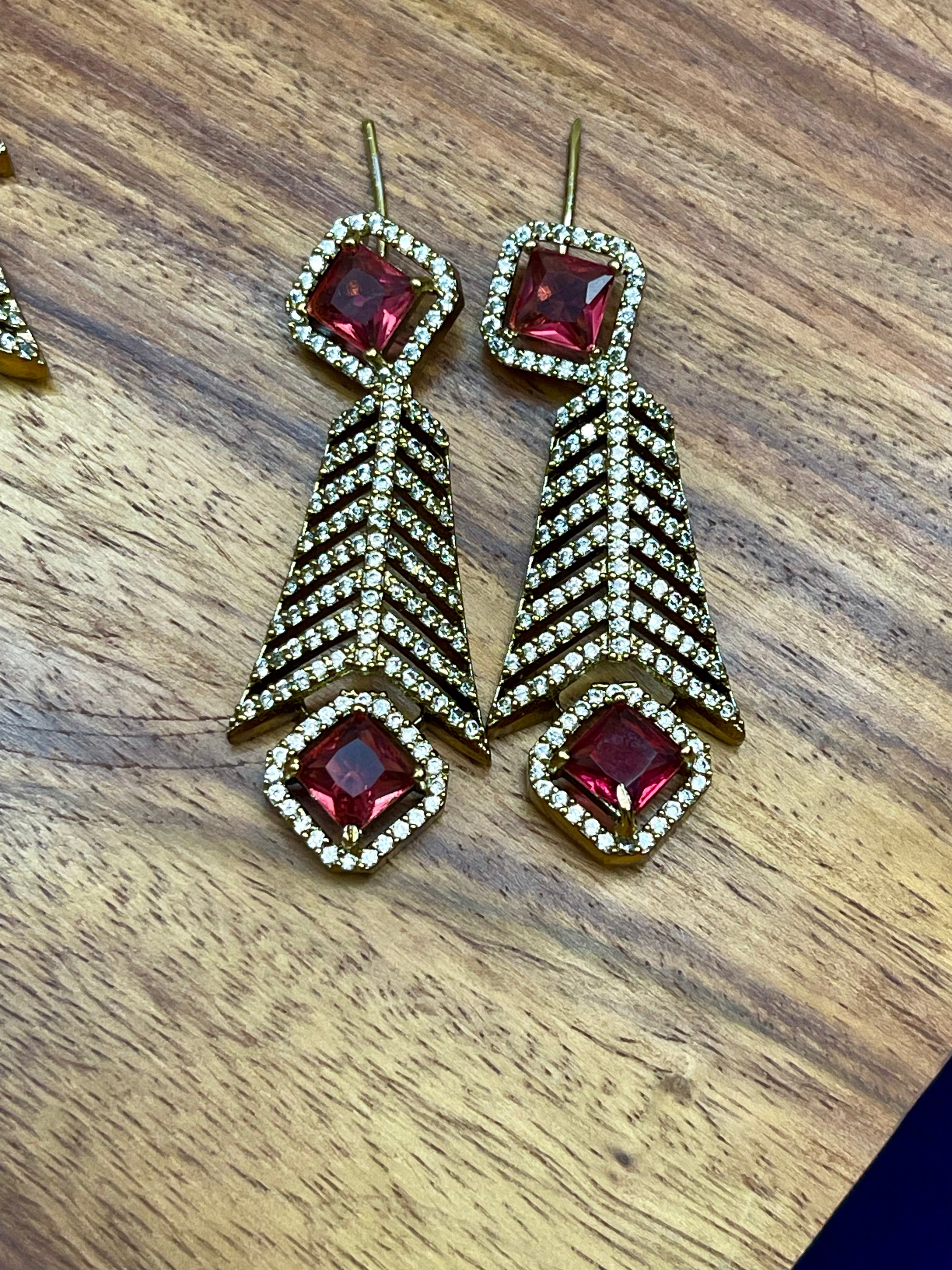 Red Zigzag AD Necklace Set
