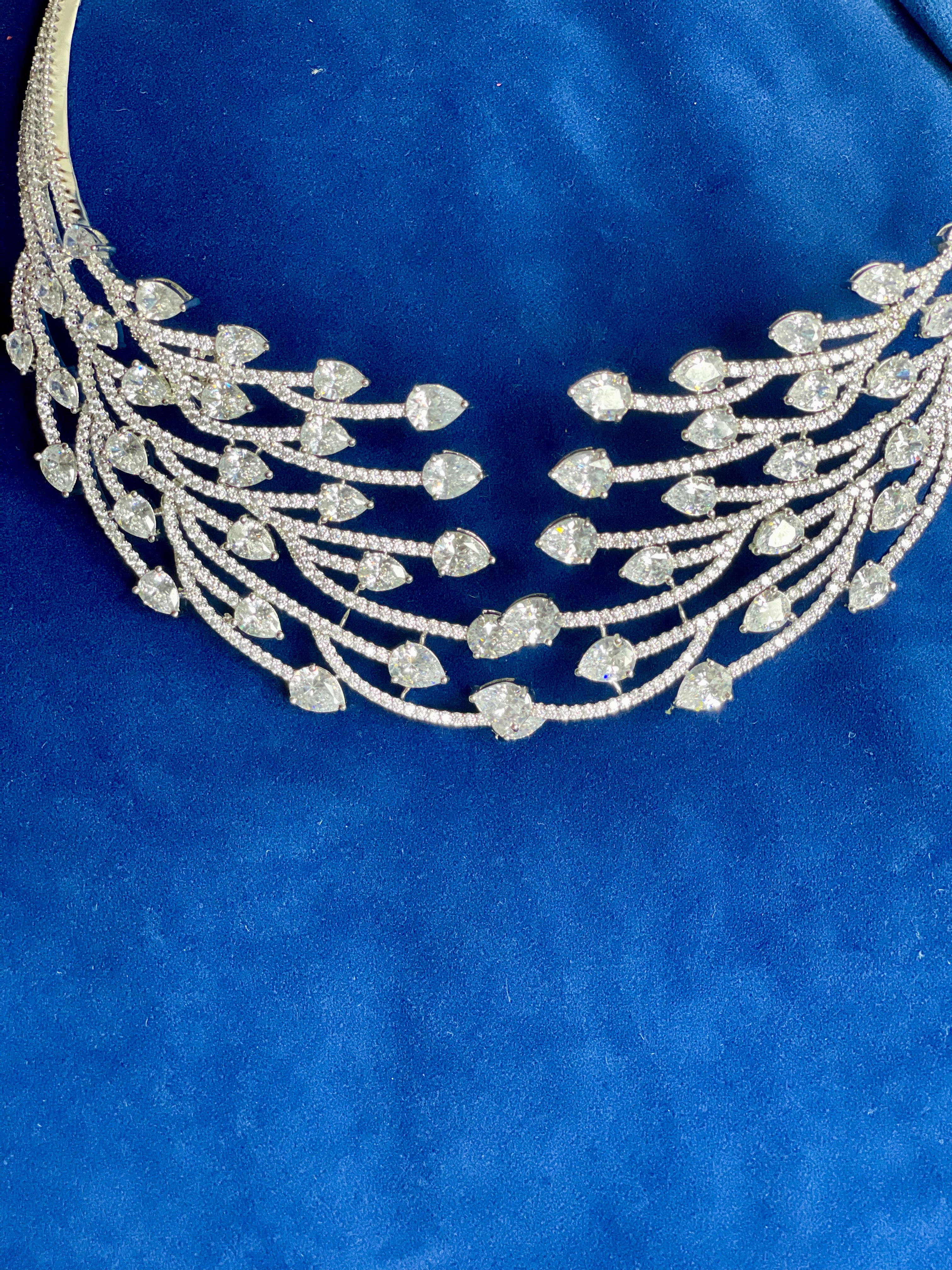 Diamond Leaf Collar Hasli Necklace Set