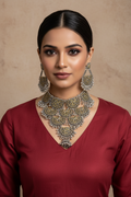 Oxidised Fusion Floral Ghungroo Choker Set
