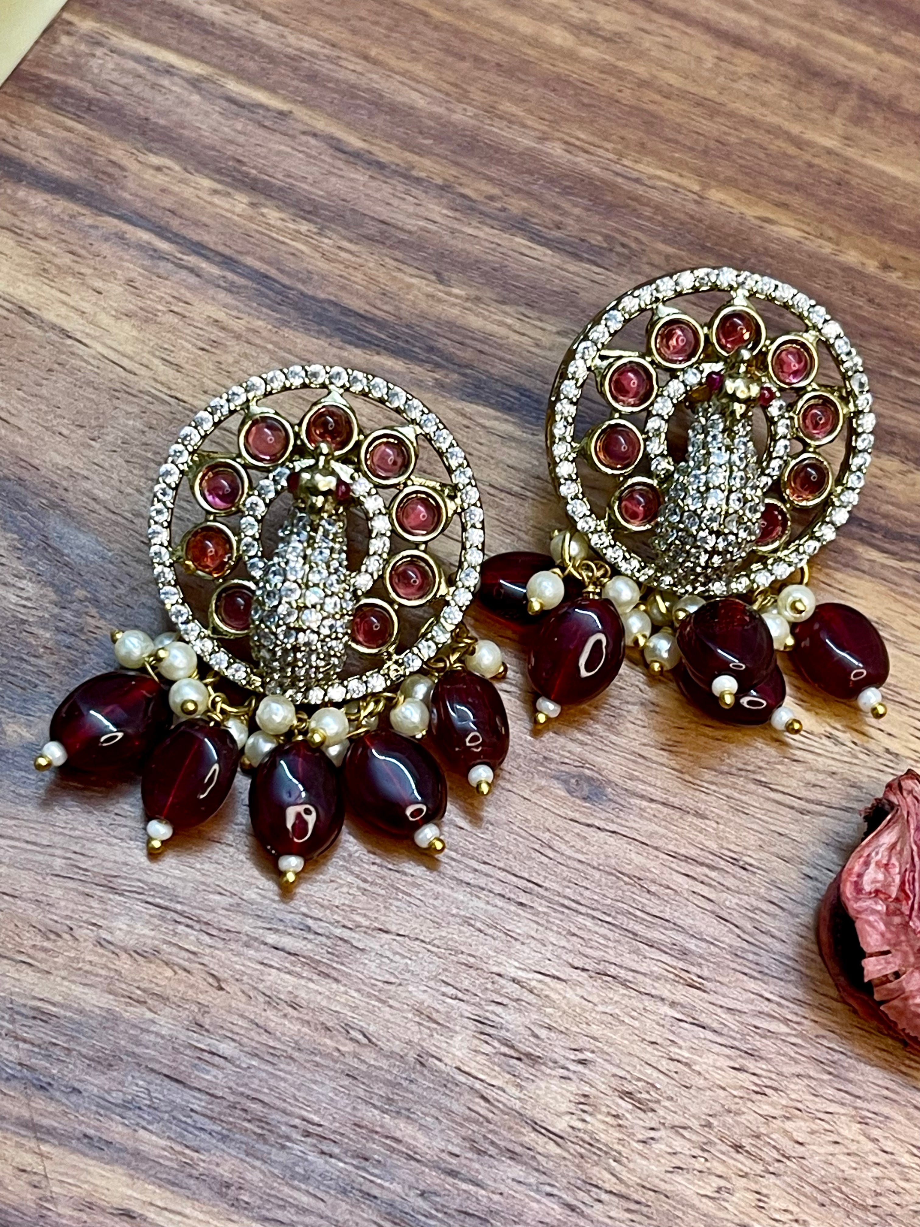 Ruby Pearl Peacock Choker Set
