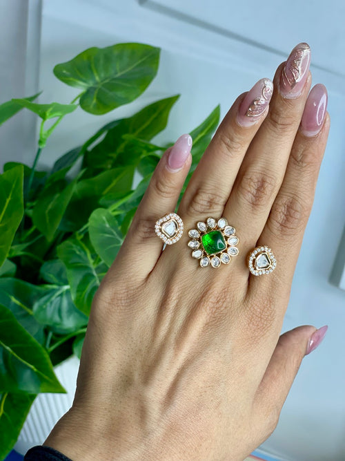 Emerald Noor Statement Two Finger Ring