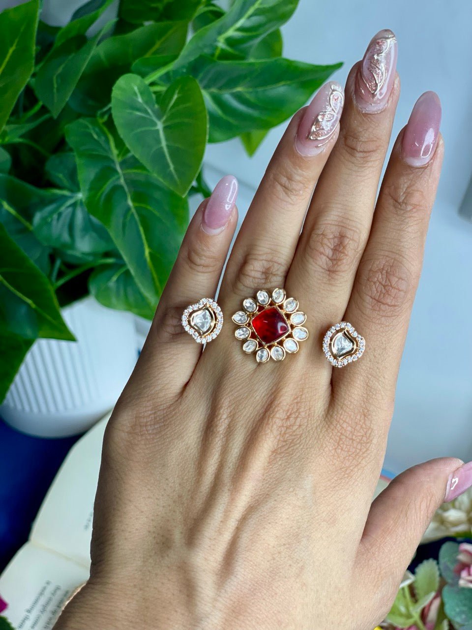 Emerald Noor Statement Two Finger Ring