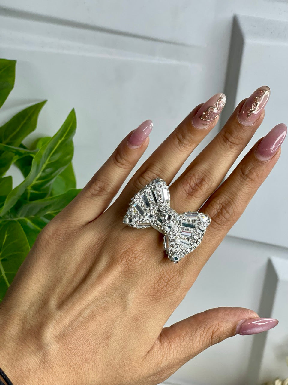 Silver Bling Bow Cocktail Ring