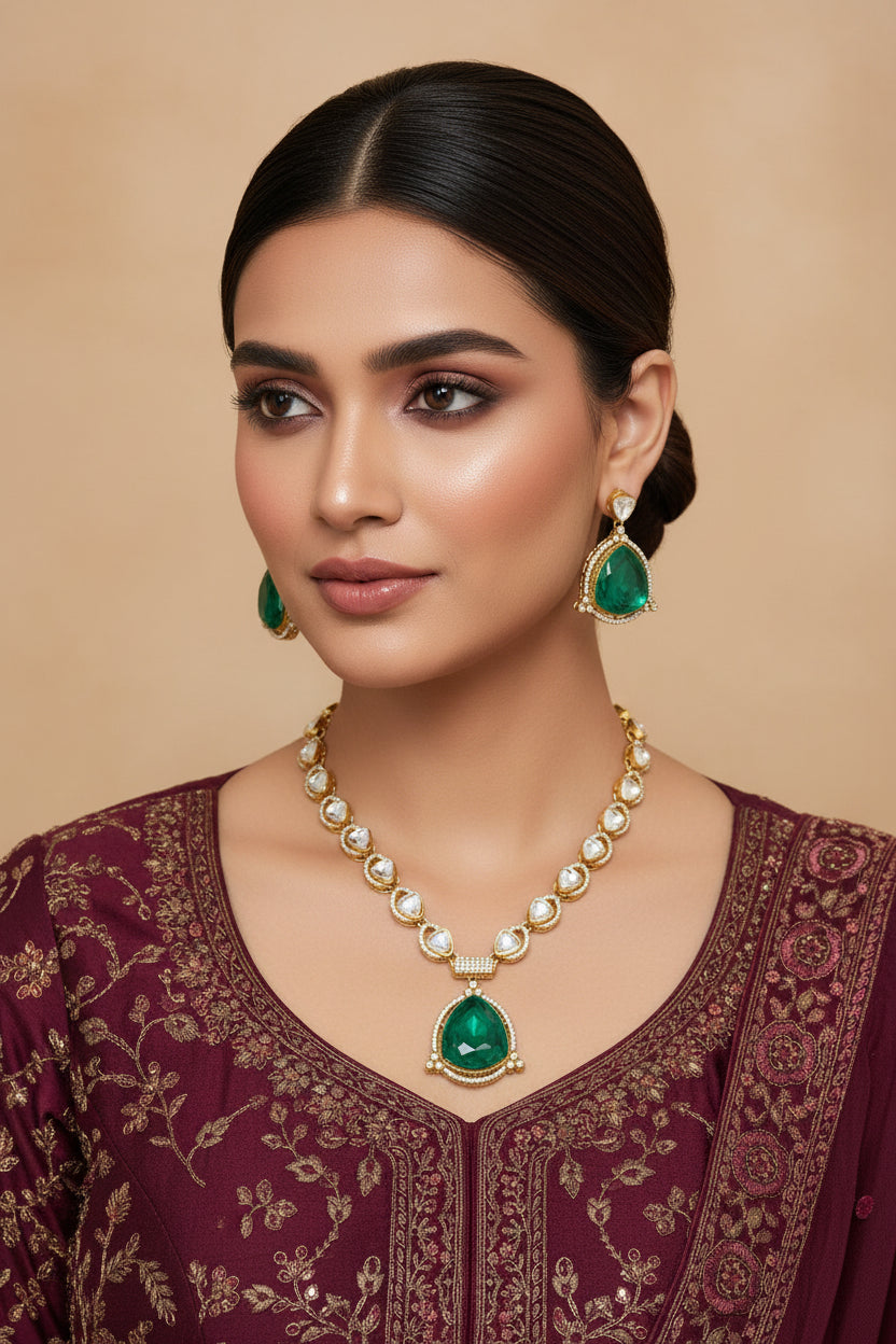 Green Shahi Neckpiece Set