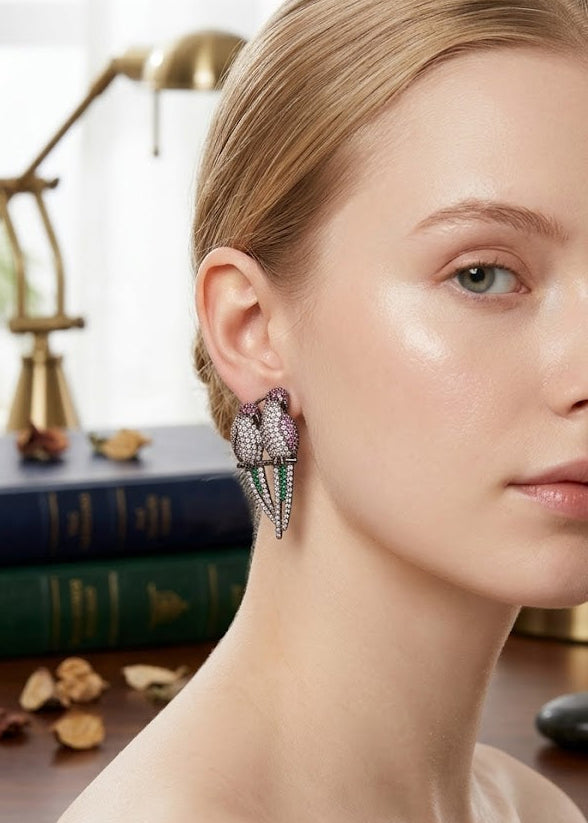 Midnight Crystal Parrot Earrings
